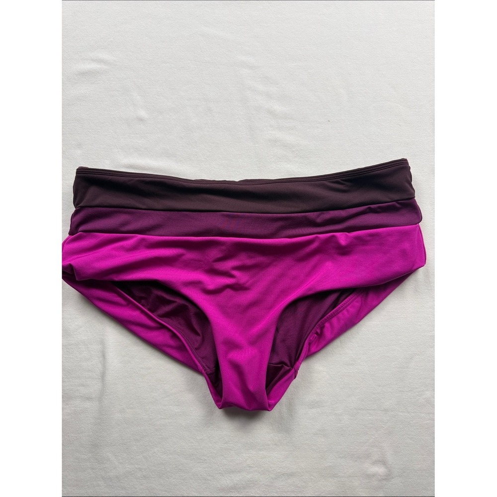 Athleta Swim Bottoms Womens Size M Pink Maroon Reversible Bikini Briefs